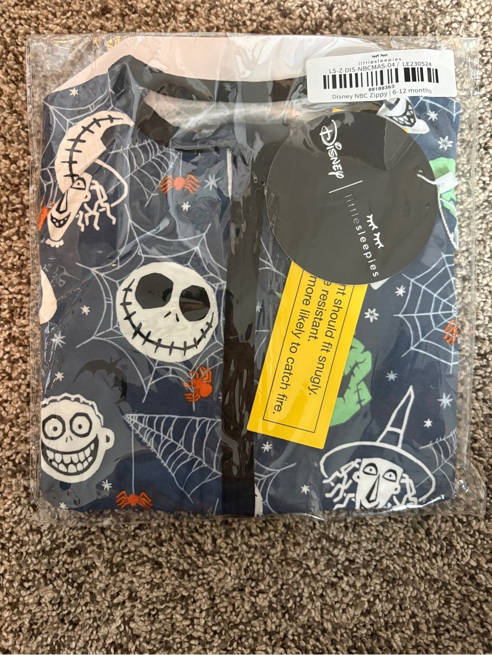 Little Sleepies The Nightmare Before Christmas Navy Kids Zippy Pajama 6/12 month